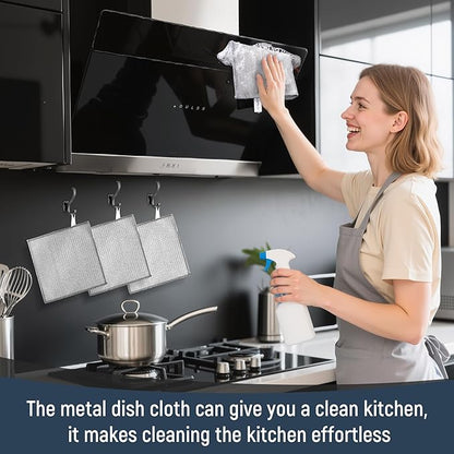 3 Layers Non Scratch Wire Dish Cleaning Supplies 45PCS - Wire Dishwashing Rag Home Essentials-Reusable Steel Wool Scrubber Washcloths,Kitchen Towels and Dishcloths Set for Pans Sinks & Cookware