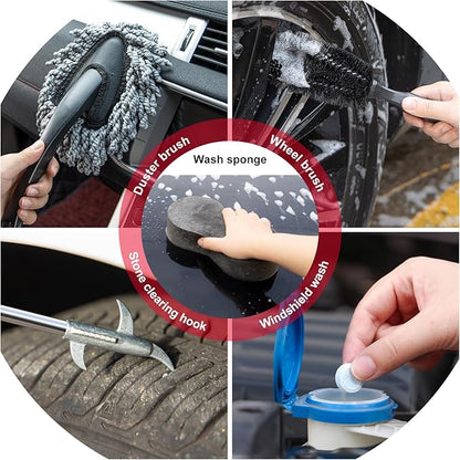 GPUSFAK 41Pcs Car Wash Cleaning Kit with High Power Handheld Vacuum Windshield Cleaning Tool Collapsible Bucket Detailing Brushes Tire Brush Towels Complete Detailing Set for Car
