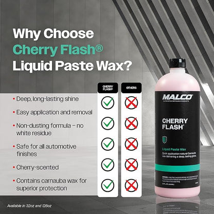 Malco Cherry Flash Automotive Liquid Paste Wax – Protect & Shine Your Vehicle/Easiest Way to Hand Wax Your Car/Lasting Gloss & Protection For Cars, Trucks, Boats and Motorcycles / 1 Gal. (124801)