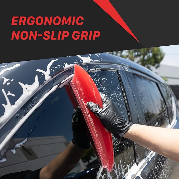 Maxshine Universal Silicone Water Blade for Car Drying – Red – Soft Flexible Silicone Squeegee for Quick Water Removal – Safe for Paint, Glass & Windows – Auto Detailing Tool - Red