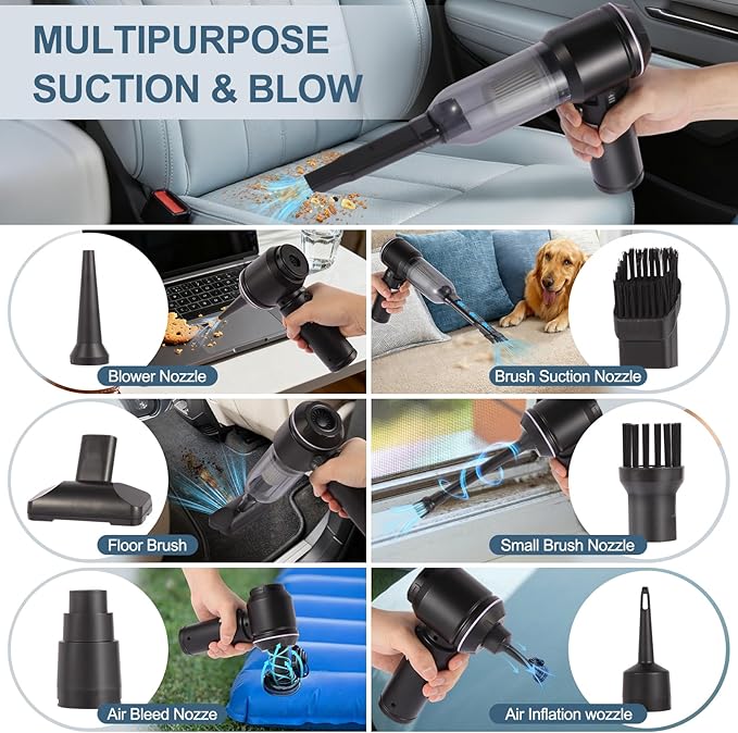 ECXHYDG Portable Handheld car Vacuum Cleaner, 16000PA Vacuum Suction, Equipped with Two high-Efficiency Filters, Used for Cleaning car interiors, Sofas, pet Hair, and Small-Scale Garbage Stains