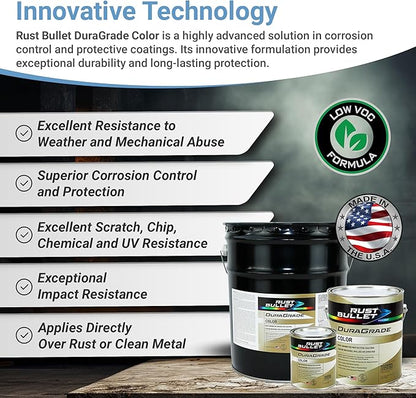 RUST BULLET DuraGrade Color - White - 5 Gallon - Advanced Technology Corrossion Control, Rust Inhibitor & Protective Coating, Exceptional Adhesion, UV Resistant