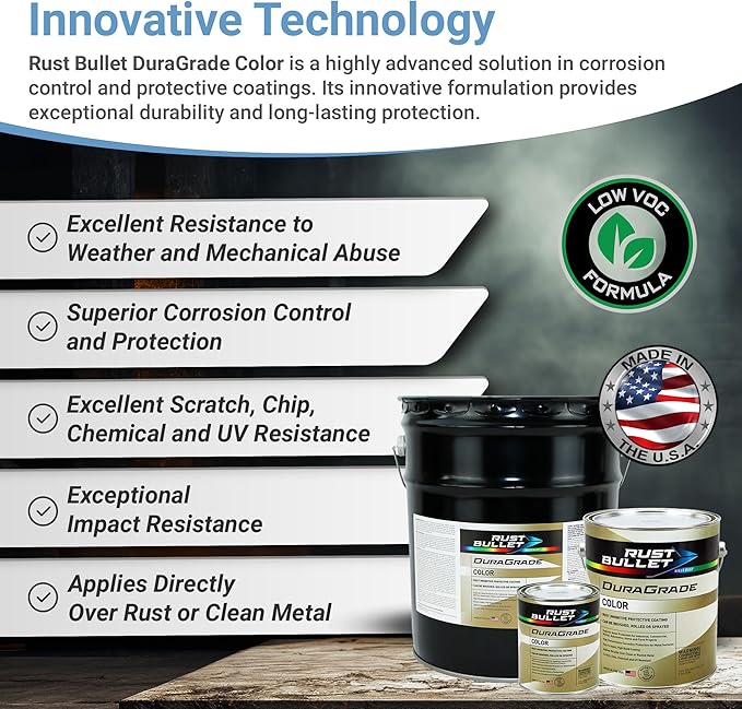 RUST BULLET DuraGrade Color - White - 1 Gallon - Advanced Technology Corrossion Control, Rust Inhibitor & Protective Coating, Exceptional Adhesion, UV Resistant