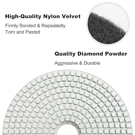 Waies 11 PCS 6 Inch Diamond Polishing Pads Kit Wet/Dry 50-10000 Grit for Concrete,Stone Edge,Granite,Tile,Marble, Rock,Countertop,Quartz,for Drill Grinder Polisher