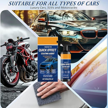 2Pcs Advanced Car Quick-Acting Coating Agent Spray, Quick Effect Coating Agent for Vehicle, Car Scratch Wax Polish Sprays, Multi-Purpose Oil Film Emulsion Glass Cleaner with Sponge and Cloth