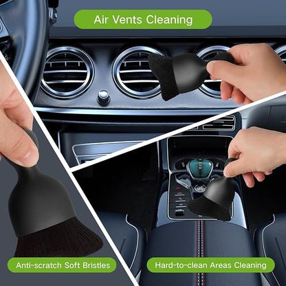 11pcs Windshield Cleaner Tool, Car Window Cleaning Wash Kit with 6 Reusable Microfiber Pads 2 Spray Bottles and Extendable Handles Auto Glass Wiper Kit, Green