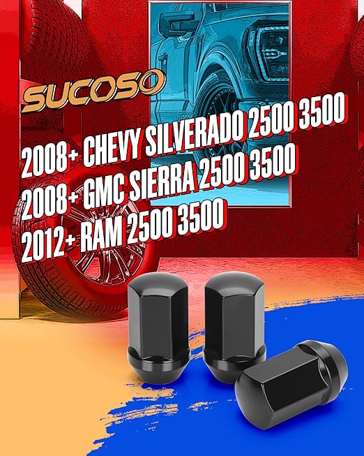 32pcs 14x1.5 OEM Lug Nuts for Chevy Silverado GMC Sierra 2500 3500,14mmx1.5 Black One-Piece Wheel LugNuts 1.75" H 7/8" Hex Replacement 2012+ Ram 2500 3500, 8 Lug Stock Wheel GM Part No 611-236 9596070