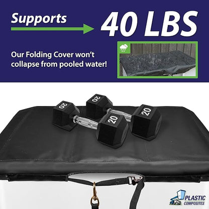 Bucket Truck Parts Folding Hard Top Bucket Cover That Holds Up Even If Water Pools, Nylon Strap with Buckle for Quick Fastening, Fits 28"x45" Edge to Edge