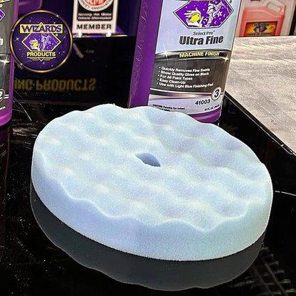 Wizards Ultra Buffing Pad - Removes Swirls and Provides a Smooth Finish - Soft Density US Foam with Recessed Back Grip Hold - Works with All Swirl Removing Auto Detailing Supplies - ‎8" x 1.5"