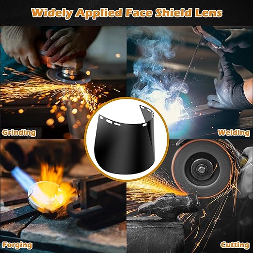 Feekoon 2 Pack Face Shield Replacement Lens, 15.5'' x 8'' Tinted Full Face Shield Compatible with Hobart 770580, Protective Safety Visor Replacement for Welding, Grinding, DIY, Cosplay Helmet
