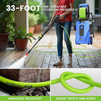 Electric Pressure Washer 5000 PSI 2.8 GPM Power Washers Electric Powered with 33ft Pressure Hose M22-14mm, 4 Nozzle and Foam Cannon, powerwashers for Home, Cars, Fences, Patio, Blue