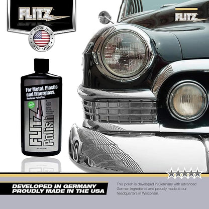 Flitz Multi Purpose Metal Polish Liquid - 7.6oz Bottle of USA-Made Tarnish Remover - For Aluminum, Chrome, Brass, Nickel, Silver - Non-Abrasive Metal Cleaner and Polish, Restorer (3 Pack)