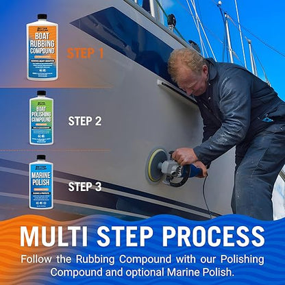Marine Rubbing Compound, Fiberglass Buffing and Scratch Remover, Gelcoat Polish Compound for Boats Step 1