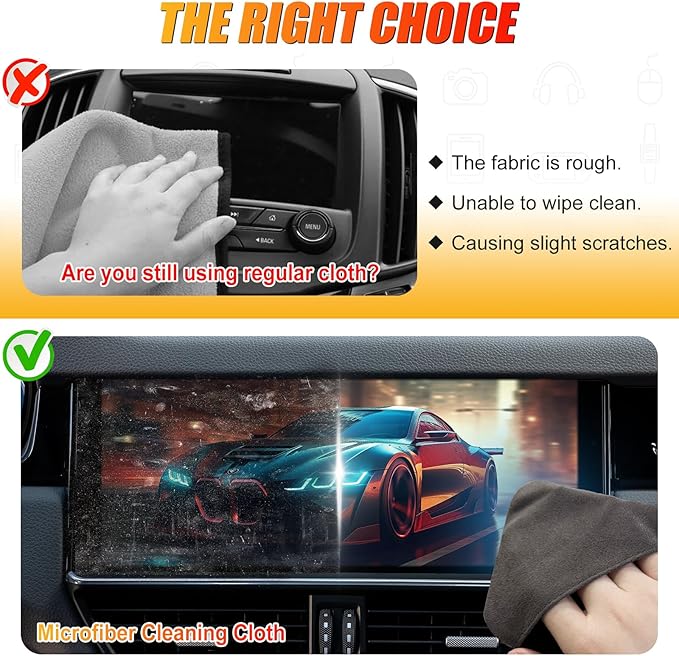 SuperKaKa Car Screen Cleaner- Vehicle Touchscreen Microfiber Cleaning Cloth, Touch Screens Clean Wipes Cars Interior Accessories Universal for Tesla Dashboard Display (Gray)
