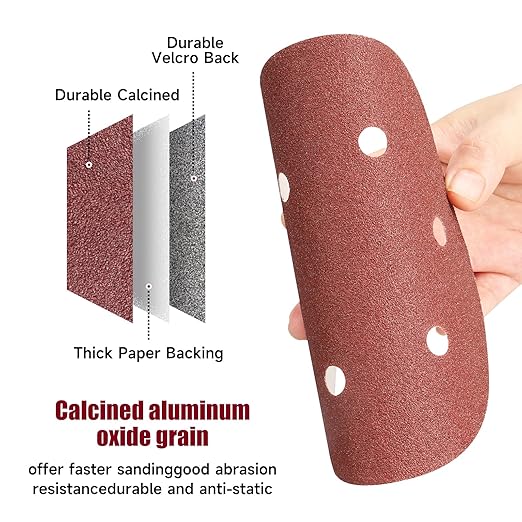 100 PCS 6 Inch Sanding Discs 60 Grit, 6 Hole Hook and Loop Sandpaper, Round Orbital Sand Paper Discs for Sander