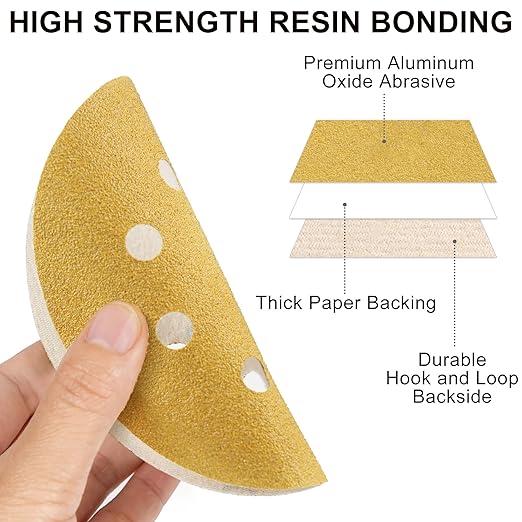 LotFancy 100 PCS 80 Grit Sanding Discs, 5 Inch 8 Hole, Aluminum Oxide Sandpaper for Stripping Paint, Sand Paper for Wood, Plastic, Rust Removal, Random Orbital Sander Pads