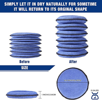 WORKPRO 12-Pack Car Wax Applicator Pads with Finger Pocket, Microfiber Soft Foam Polishing Pads for Car Detailing & Cleaning, Lint-Free, High Resilience
