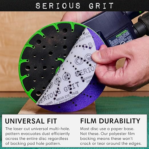 Serious Grit 6-Inch 800 Grit Ceramic Multi-Hole Hook & Loop Sanding Discs - Advanced Grain for Fast Cutting & Long Life - Film-Backed Universal Fit Sandpaper for 6-in Sanders - 50 Pack Box