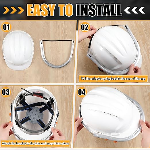 Zonon 1 Pcs Aluminum Face Shield Adapter for Grinding Cutting Cap Style Hard Hat Safety Face Mask Shield Visor Bracket (White)