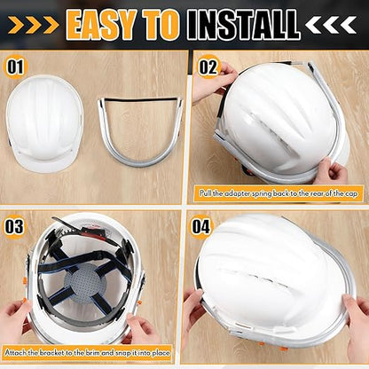 Zonon 1 Pcs Aluminum Face Shield Adapter for Grinding Cutting Cap Style Hard Hat Safety Face Mask Shield Visor Bracket (White)