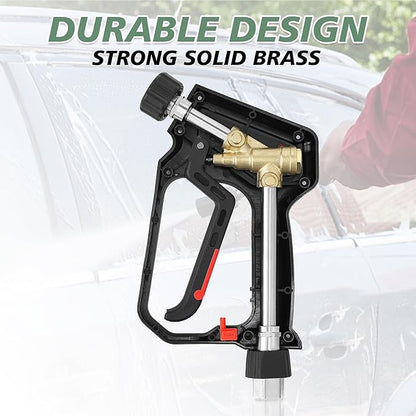RIDGE WASHER Pressure Washer Gun 5000 PSI, 12 GPM, Power Washer Gun with Stainless Steel Extension Wand, Detachable M22 14 Male to 1/4" Quick Connect, 360° Swivel 3/8'' NPT Thread, M22 Fitting