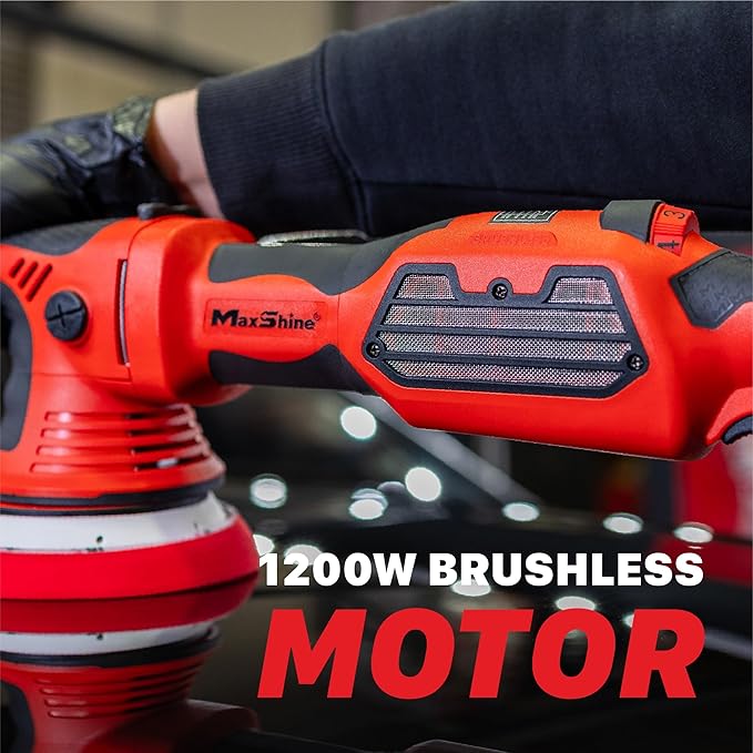 Maxshine MB15 Pro Brushless DA Polisher | 15mm Throw, 5” Plate, 1200W Motor, 6-Speed, 5/16”-24 Thread | Auto, Boat & Marine Detailing Tool for Paint Correction, Swirl & Scratch Removal