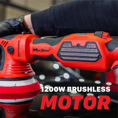 Maxshine MB15 Pro Brushless DA Polisher | 15mm Throw, 5” Plate, 1200W Motor, 6-Speed, 5/16”-24 Thread | Auto, Boat & Marine Detailing Tool for Paint Correction, Swirl & Scratch Removal