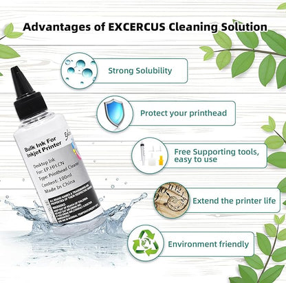 Printhead Cleaning Kit Compatible for Brother Epson HP Canon Nozzle Inkjet EcoTank Officejet Deskjet Pixma Printers-Liquid Printers Head Cleaning Suit Solution 100ml, 5ml Premium Syringe 1PK