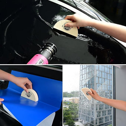 NEWISHTOOL 3 PCS Wool Felt Squeegee Window Tint Tools, 1 Inch Thick Scratch Free Soft Woolen Squeegee for Vinyl Wrap, Glass Tint Film, Car Wrapping, PPF Installation (Half-Moon Shaped)