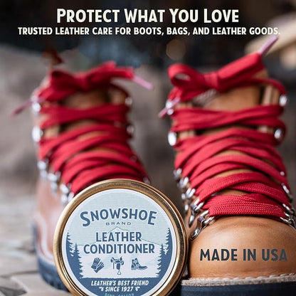 Snowshoe Leather Conditioner, Made in USA Since 1927 - Protect, Condition, Restore & Waterproof - Leather Conditioner for Furniture, Couch, Purses, Shoes, Boots, Gloves, Saddles (4 oz)