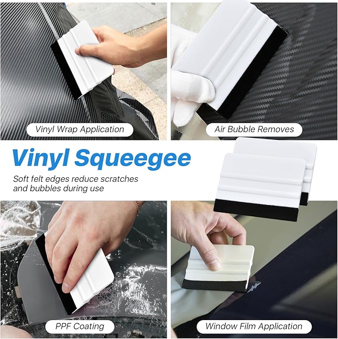 25 PCS Vinyl Squeegee, Plastic Felt Edge Squeegee, 4'' Vinyl Wrap Squeegee, Window Tint Squeegees for Car Wrap, Car Automotive Sticker Window Tint Wallpaper Decal Sticker