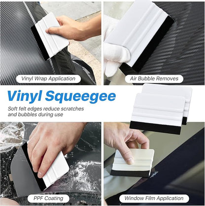 25 PCS Vinyl Squeegee, Plastic Felt Edge Squeegee, 4'' Vinyl Wrap Squeegee, Window Tint Squeegees for Car Wrap, Car Automotive Sticker Window Tint Wallpaper Decal Sticker