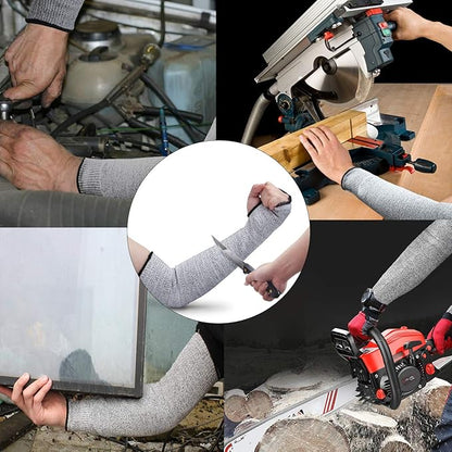 CAWANFLY Protective Arm Sleeves, Level 5 Protection Cut Resistant Sleeves with Thumb Hole (Grey)