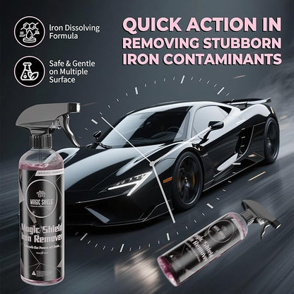 Iron Remover Spray for Cars 68oz – pH-Neutral Iron and Fallout Remover for Car, Motorcycle, RV & Boat | 5-Minute Reaction, Effective on Wheels & Paint | All-In-One Solution