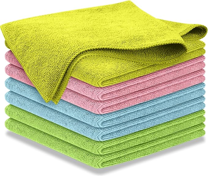 USANOOKS Microfiber Cleaning Cloth - 1200 Washes, Ultra Absorbent Towels Grip Root Weave Grime - 08pack - Multicolor