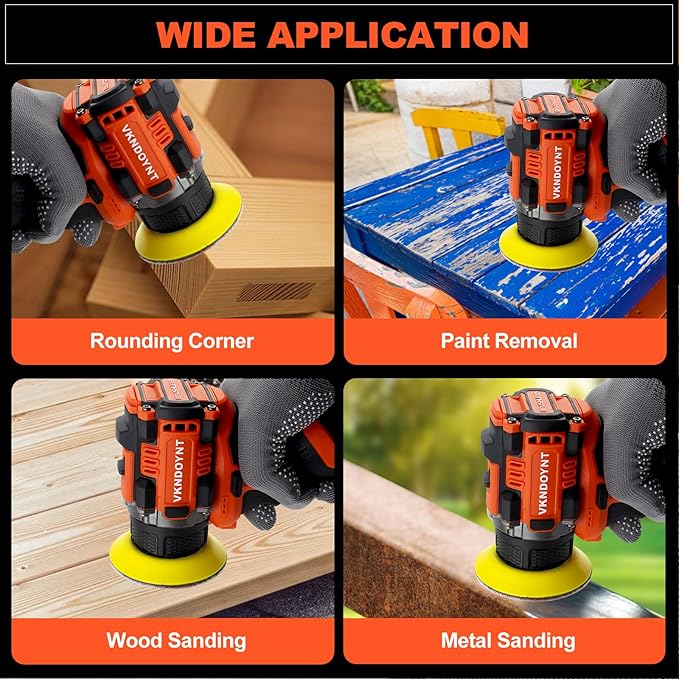 Brushless Small Sander with 36PCS Sandpapers, 2 Variable Speed Cordless Sander (0-500/0-3000 RPM), 2Pcs 3.0Ah Batteries, Mini Compact Electric Sander for Wood, Metal, Paint Removal, and DIY Projects