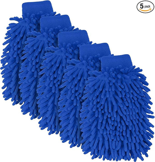 5 Pieces Car Wash Mitts Chenille Microfiber Double Sided Scratch-Free Wash Mitt