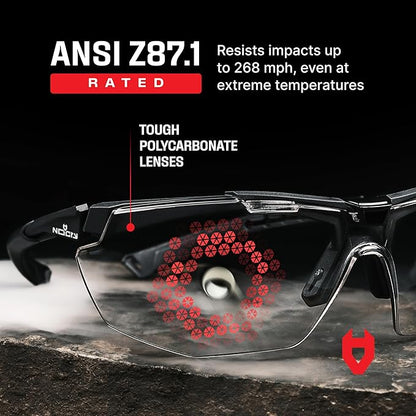 NoCry Anti Fog Safety Glasses for Men and Women – ANSI Z87 Rated, Scratch-Resistant Eyewear with Adjustable Temples and Nose Pad – 100% UV Eye Protection