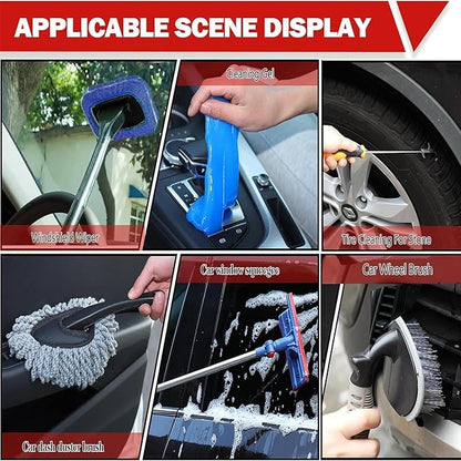 56Pcs Car Wash Cleaning Kit with Foam Gun, Car Wash Brush with Long Handle, Car Detailing Kit, Car Wheel Brush for Car Cleaning Supplies, Adjustable Hose Wash Sprayer-Quick Connector to Any Hose