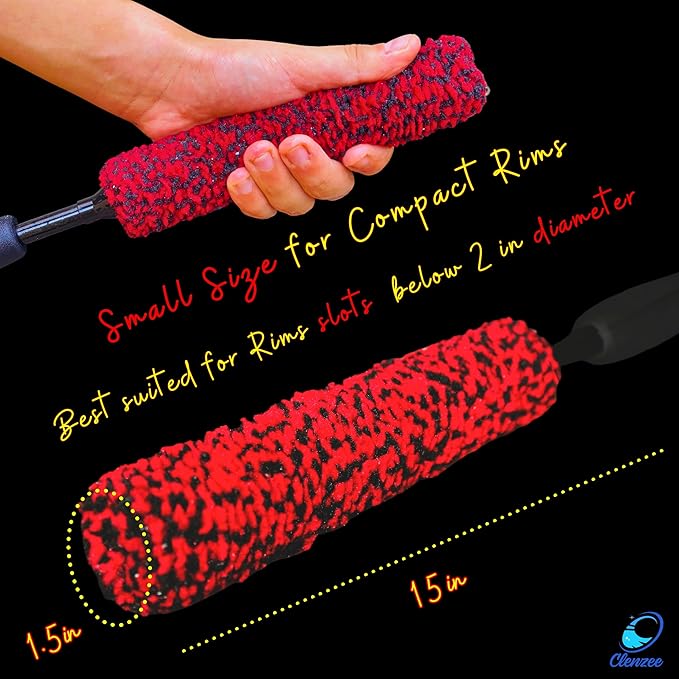Premium Microfiber Wheel Cleaner Brush | Soft Non-Metallic Rim Cleaner Brush with Ergonomic Handle | Durable Wheel Brush for Cleaning Rims & Wheels | Small Size