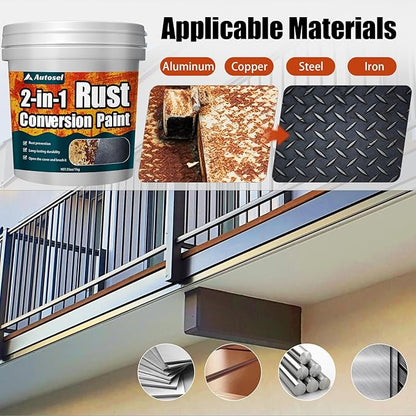 Autosel 2-in-1 Rust Converter & Metal Primer, 35 oz Rust Remover & Inhibitor Paint for Metal, Stops Rust & Corrosion, Heat & UV Resistant Automotive Rust Reformer for Car, Truck Frame, Trailer – Black