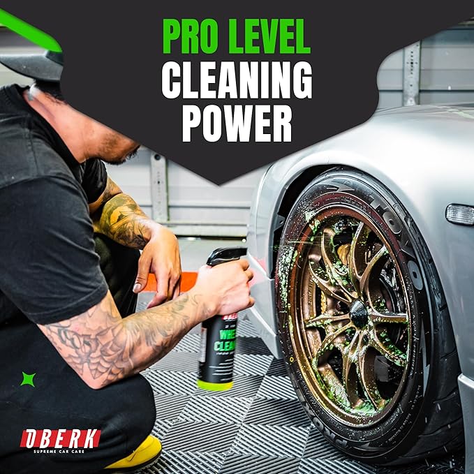 Oberk 2-in-1 Wheel Cleaner & Iron Remover – pH Neutral Iron Decon Spray for Car Detailing – Safe on Painted, Chrome, Aluminum, Powder-Coated Wheels (2 in1 Wheel Cleaner 16 oz)