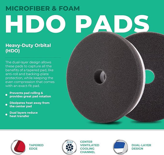 5.5" Lake Country HDO Black Foam Finishing Pad (1-Pack) – Premium Heavy Duty Orbital Finishing Pad for Painted Surfaces – Fits 5" Backing Plate