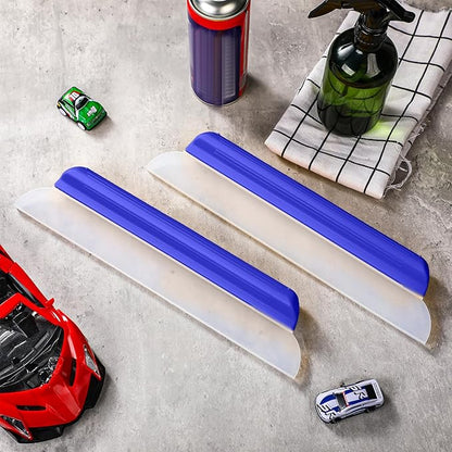 2 Pack 14 inch Car Drying Squeegee Longer Silicone Automotive Water Wiper Flexible Auto T-Bar Rubber Blade for Car Windshield Glass Window Bathroom Shower Squeegees Wash Tool(Blue)