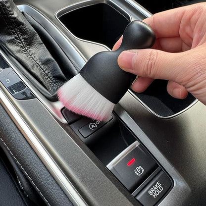Car Detailing Brush, Soft Bristle Cleaning Brush, Scratch-Free Auto Duster Tool for Dashboard, Air Vents, Leather & Interior Cleaning (Black&Pink)