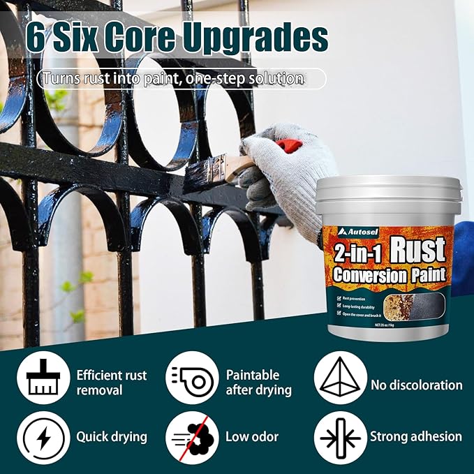 2-in-1 Rust Converter & Metal Primer, Stops Rust,Rust Inhibitor Paint for Metal, Rust Conversion Paint, Heat-Resistant Anti Rust Coating for Car, Marine, Industrial, Chassis, Long-Lasting (34.9 oz)
