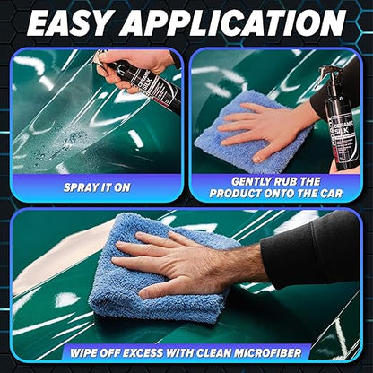 Carfidant Ceramic Silk - Ceramic Coating Spray - High Gloss, Hydrophobic Protection & Chemical Resistance for Cars, RVs & Boats - Long-Lasting Shine & Durability for Exterior Detailing - 16.9 fl. Oz.