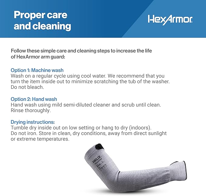HexArmor A5 Cut Resistant Arm Sleeve With Thumb Hole | Protective Arm Sleeve | Silicone-Free | Fiberglass-Free | Breathable Arm Sleeve | Helix 2045