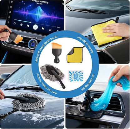 Car Detailing Brush Kit with Detail Brushes,Car Interior Detailing Brushe,Car Dust Brush,Cleaning Gel,Car Interior Cleaning Tool for Truck, SUV, Interior Car Accessories