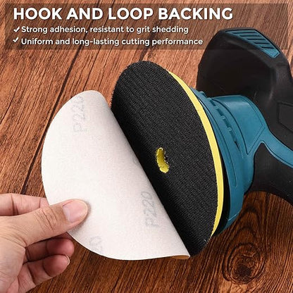 Kozelo 50 Pcs Sanding Discs 8 Inch 80 Grit Hook and Loop Random Orbital Sandpapers Suitable for Drywall Sander Wood Metal Furniture, Yellow
